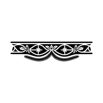 Christmas Ornament, Black White Border With Holly Spruce vector