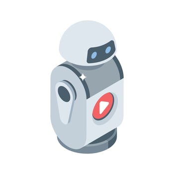An amazing isometric icon of robot marketing automation vector