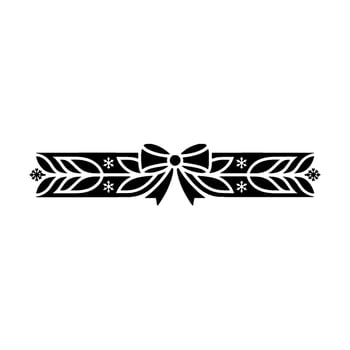 Elegant Black Christmas Bow And Leaf Border, Illustration vector