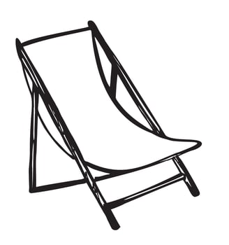 Beach chair sketch. Wooden beach chaise longue. Hand drawn beach chairs vector