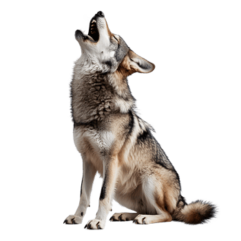 Majestic Coyote Howling, Isolated on Transparent Background png