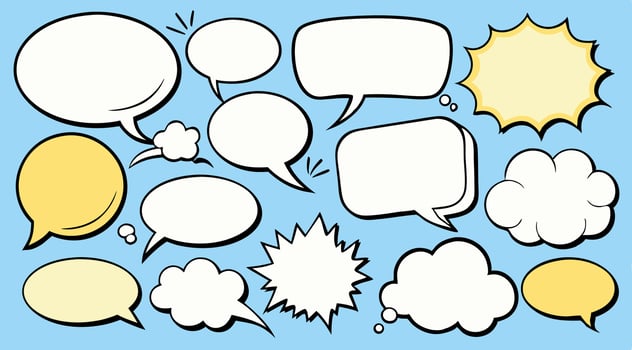Collection of Comic Book Style Speech Bubbles vector