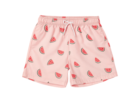 Light pink swim short with a small watermelon slices pattern isolated on a transparent background png