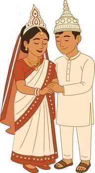 Traditional Bengali Wedding Couple Illustration vector