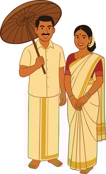 Kerala Traditional Couple Illustration vector