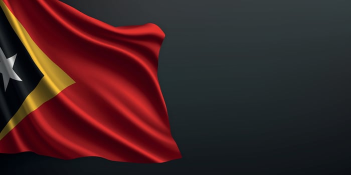 East Timor national flag waving on dark background vector