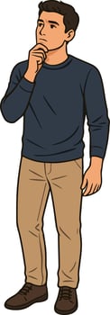 Young Man Thinking or Deciding vector
