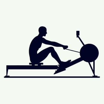 th silhouette of a man on a rowing machine vector