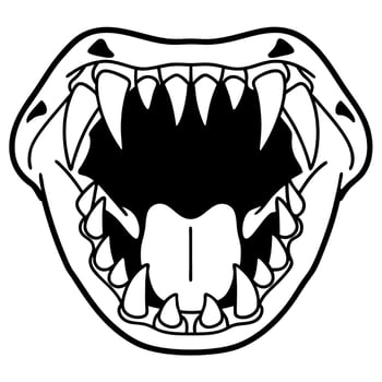 Open animal mouth with sharp exposed teeth and fangs aggressive wild predator jaw illustration, ferocity concept vector