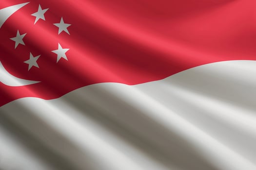 Singapore flag waving in the wind, detailed silk texture vector