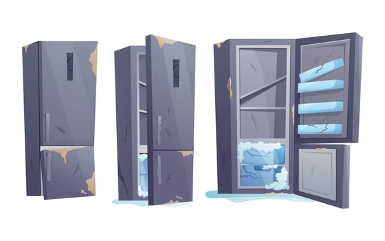 Used refrigerators with visible damage vector