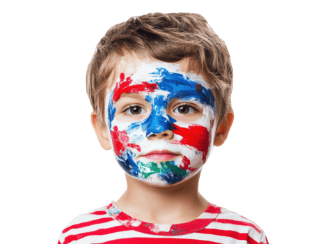 Child with face paint celebrates national pride at festival png