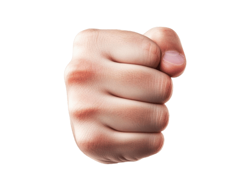 Fist gesture symbolizing strength and determination for motivation png