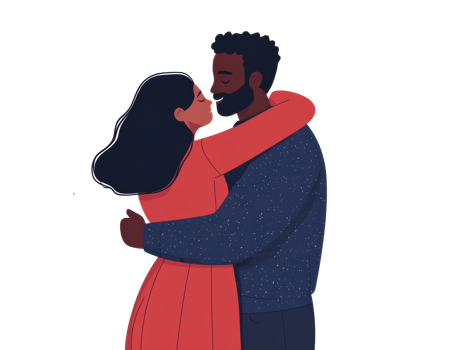 Romantic couple embracing in warm hug for love celebration png