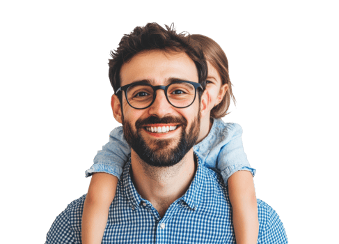 Joyful father and child embracing happiness together png