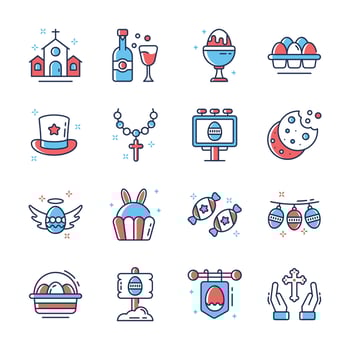 Get this modern collection showing easter day event flat outline icons vector