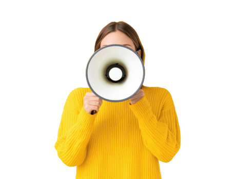 Engaging speaker with megaphone promoting an event png