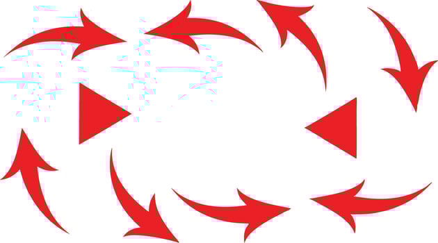 Circular Arrows Flow Diagram, Red Arrows Around Cycle, Recycle Arrows on White vector