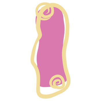 a pink and yellow object with swirls png