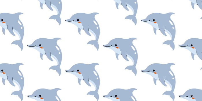 Playful dolphins swimming in a whimsical underwater pattern for children's decor vector