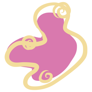 a pink wave shape with a yellow swirl on it png