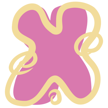 a pink and yellow heart shaped letter x png