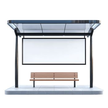 Modern Empty Bus Stop with Blank Advertisement Board png