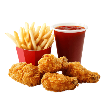 Crispy Fried Chicken and French Fries Meal with Drink png