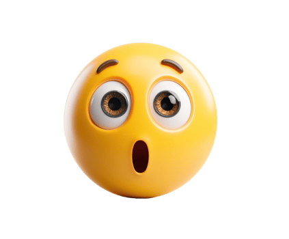 Surprised expression on a yellow emoji ball for creative projects png