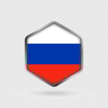 Russia Flag Icon in Hexagon Shape. vector