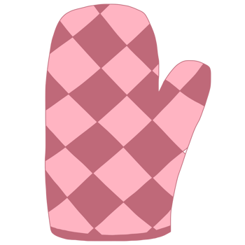 an oven mitt with pink and white checkered pattern png