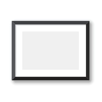 A blank black frame on a white wall vector