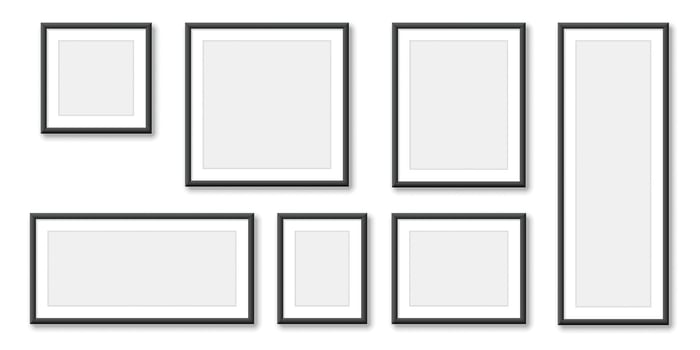 Set of black frames on white background vector