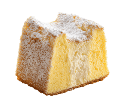 Light and fluffy vanilla cake with powdered sugar topping for dessert png