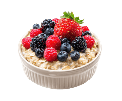 Breakfast bowl with oatmeal and mixed berries for healthy eating png