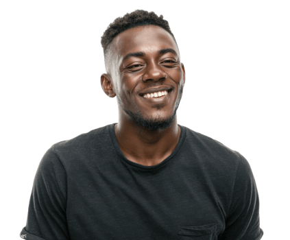 Smiling young man showcasing happiness and confidence in casual attire png