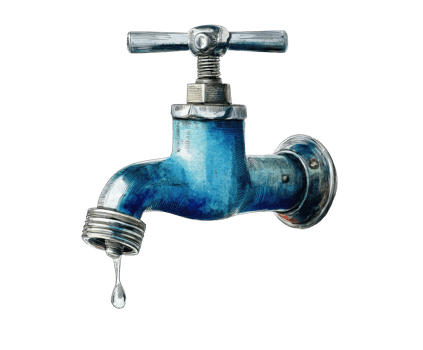 Vintage faucet with drip illustrating water conservation concept png