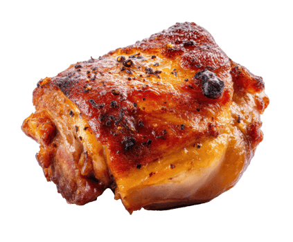 Juicy grilled chicken thigh with crispy skin for barbecue enjoyment png