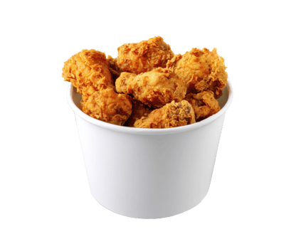 Crispy fried chicken in a takeout bucket ready for a meal png