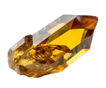 Vibrant yellow natural citrine crystal with unique facets png