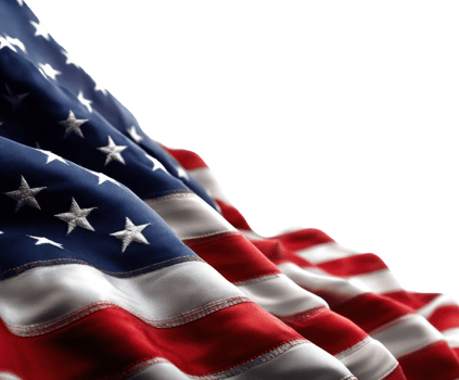 American flag waving gracefully in the wind during a sunny day png