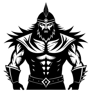 Fierce Warrior Illustration in Bold Black and White Artwork vector