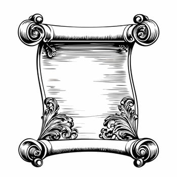 Vintage Scroll with Ornamental Design, Antique Style, Decorative Frame, Classic Illustration, Retro Elegance vector