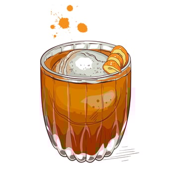 Cocktail with ice and orange peel vector