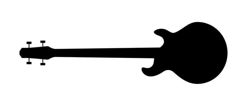 Bass guitar silhouette. Classical stringed musical instrument with retro design capabilities as well jazz compositions vector