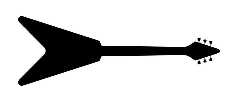 Trance acoustic guitar silhouette. Arrow shaped electric tool musical instrument with musical and bass capabilities as well compositions vector