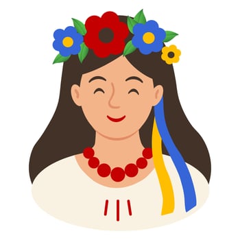 Ukrainian woman in traditional costume with a flower wreath. illustration vector