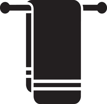 Black silhouette of a towel hanging on a towel rack vector