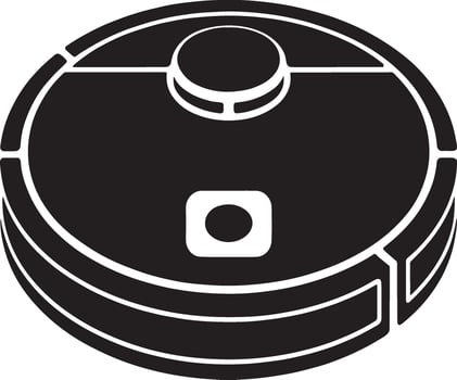 Black and white icon of a robotic vacuum cleaner vector