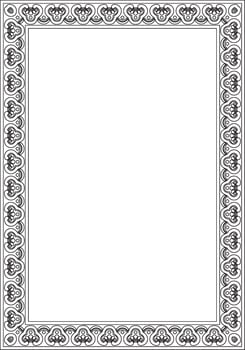 black contour Chinese rectangle, frame. Square ornaments of oriental peoples, korea, china, hong kong, indonesia vector